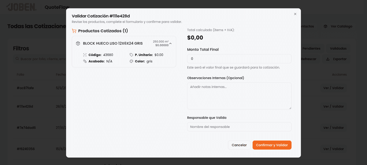 Dashboard para Constructora
